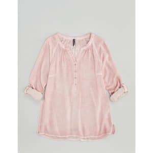 Henley-Bluse im washed Look