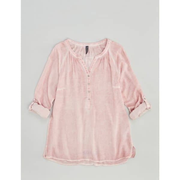 Henley-Bluse im washed Look