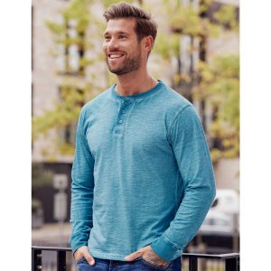 Henley-Longsleeve mit Wascheffekt