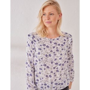 Viskose-Bluse mit Blumen-Print