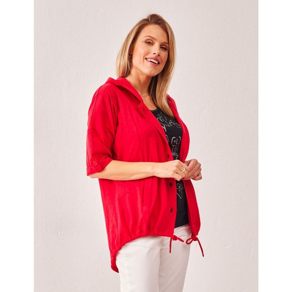 Oversize Shirtjacke mit Kapuze