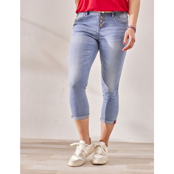 Geknöpfte 7/8 Jeans mit Gürtel